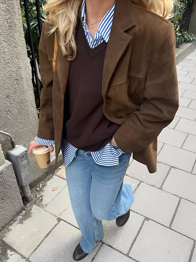 Maria – brązowa krótka kurtka dla kobiet