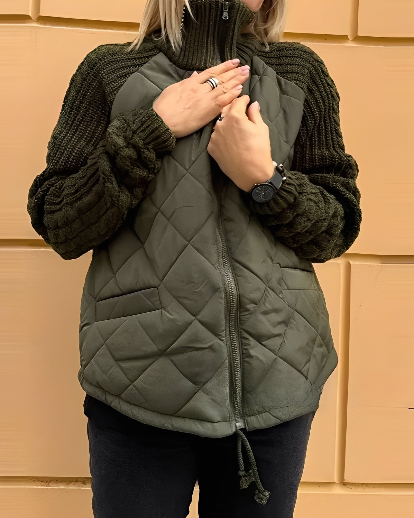 Maria – dzianinowa kurtka patchworkowa