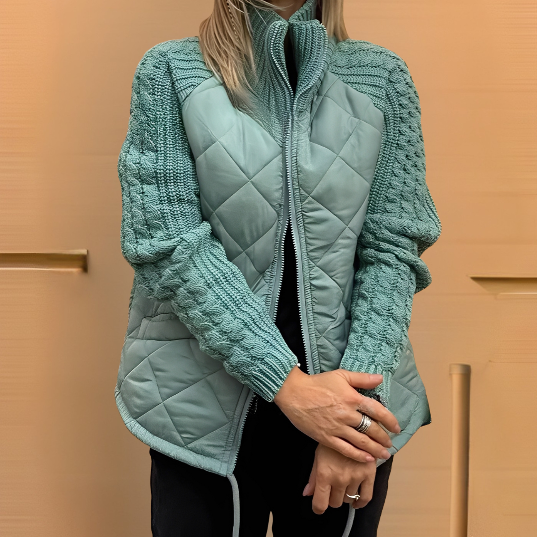 Maria – dzianinowa kurtka patchworkowa