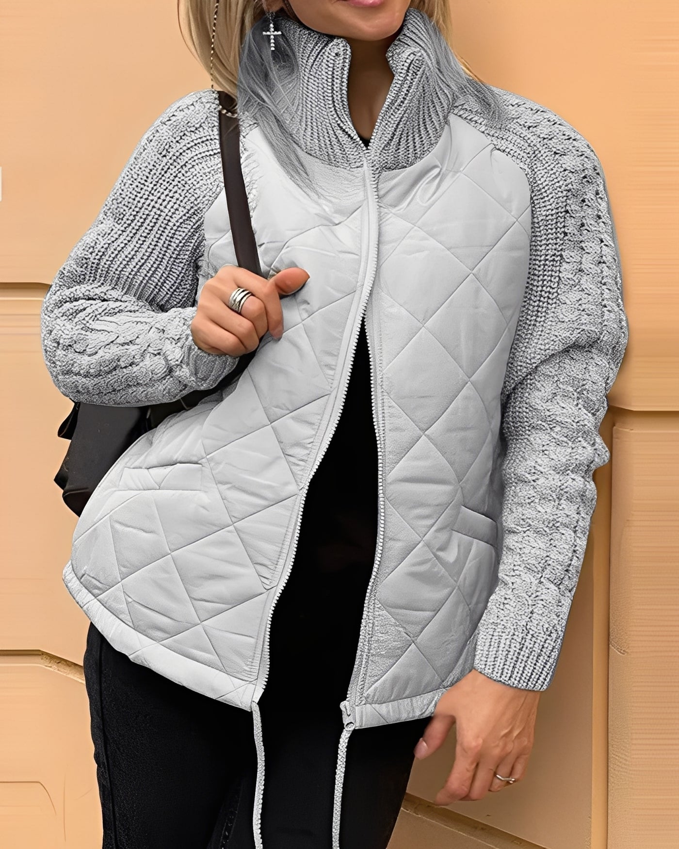 Maria – dzianinowa kurtka patchworkowa