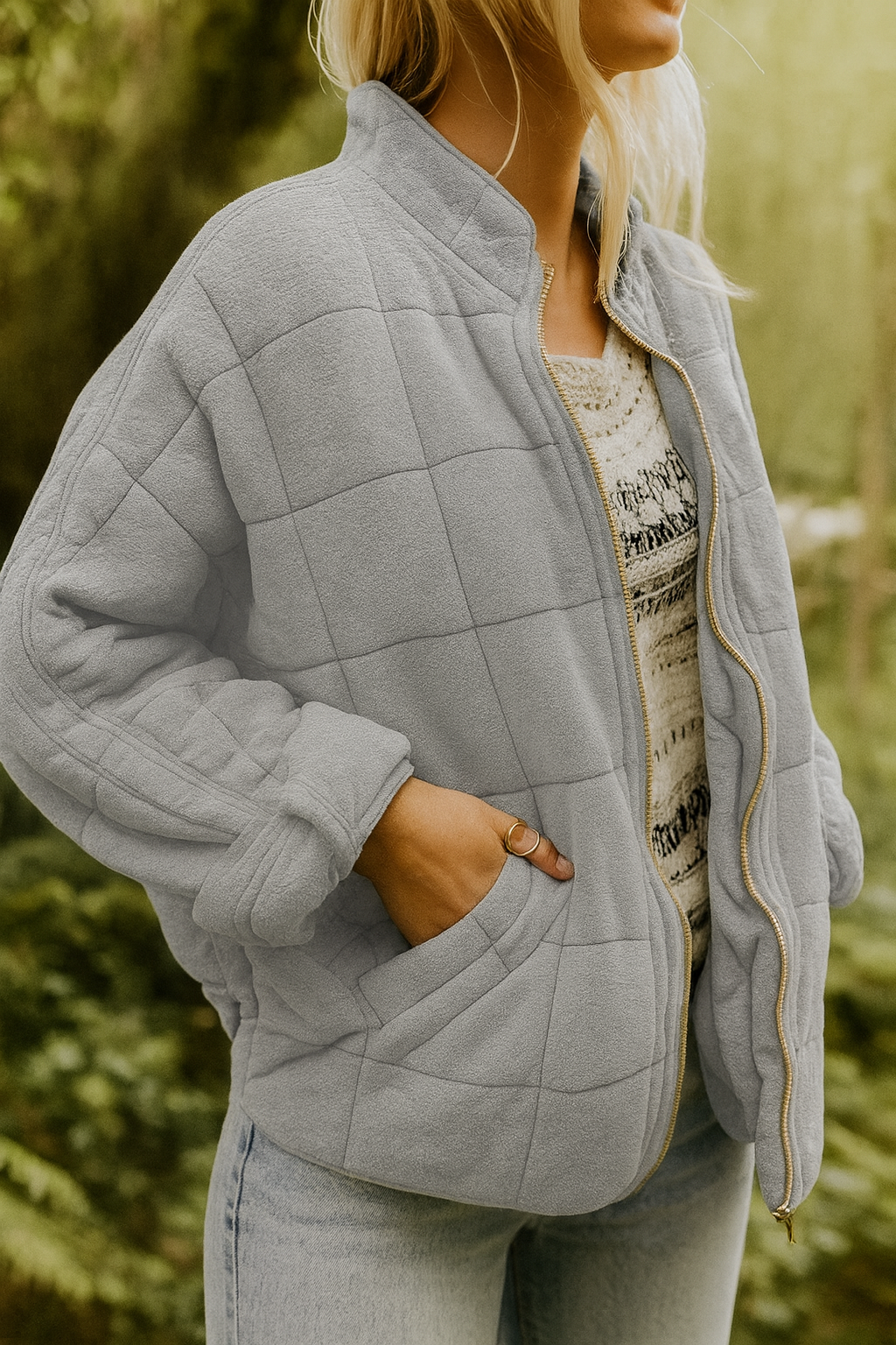 Maria – pikowana kurtka o eleganckim, oversize'owym wyglądzie