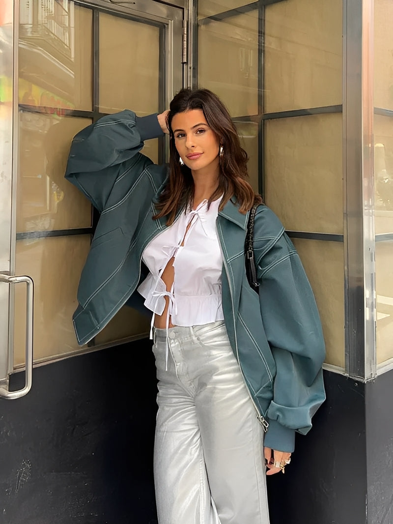 Maria – oversize kontrastowa kurtka