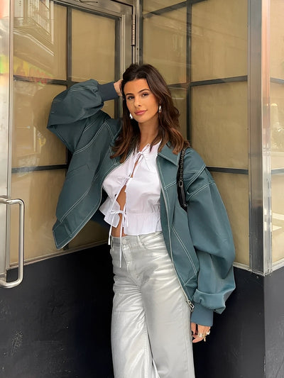 Maria – oversize kontrastowa kurtka