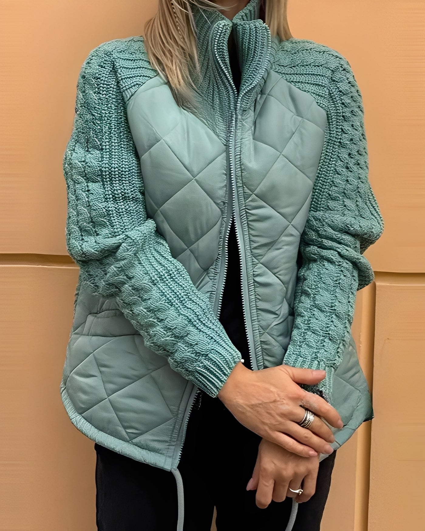 Maria – dzianinowa kurtka patchworkowa